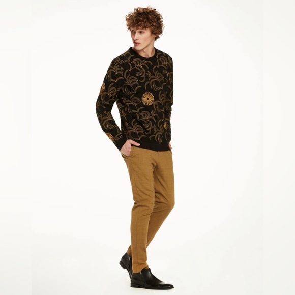 SCOTCH & SODA Gold embroidered Black Sweatshirt crewneck Amsterdam Couture Men M